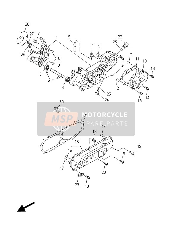 Yamaha CW50 2015 Crankcase for a 2015 Yamaha CW50